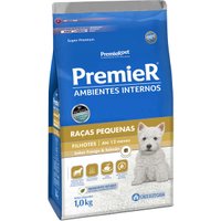 Ração Premier Ambientes Internos para Cães Filhotes Raças Pequenas Sabor Frango e Salmão 1Kg