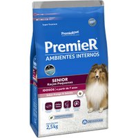 Ração Premier Ambientes Internos para Cães Sênior Raças Pequenas Sabor Frango e Salmão 2,5Kg