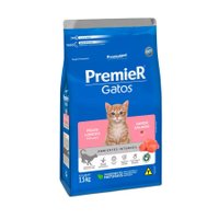 Ração Premier Ambientes Internos para Gatos Filhotes Pelos Longos Sabor Salmão 1,5Kg