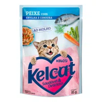 Sachê Kelcat para Gatos sabor Peixe, Ervilha e Cenoura 85g