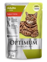 Sachê Optimum para Gatos Adultos Sabor Carne 85g