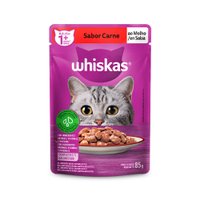 Sachê Whiskas para Gatos Adultos Sabor Carne ao Molho 85g