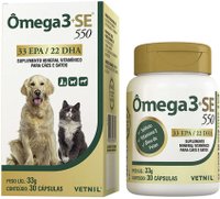 Suplemento Vitamínico Vetnil Ômega 3+SE 550 para Cães e Gatos 30 cápsulas 33g