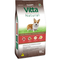 Ração Vitta Natural para Cães Adultos Raças Pequenas Sabor Carne e Arroz 15Kg