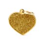 Placa Personalizável de Identificação Coração Brilhante G Dourado com Glitter